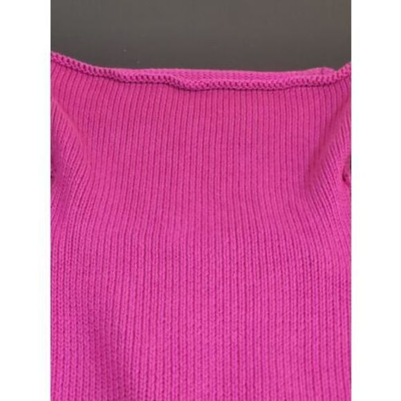 Pierre Cardin Women's Sleeveless Turtleneck Magenta Cotton Knit Sweater Size L - Picture 4 of 9